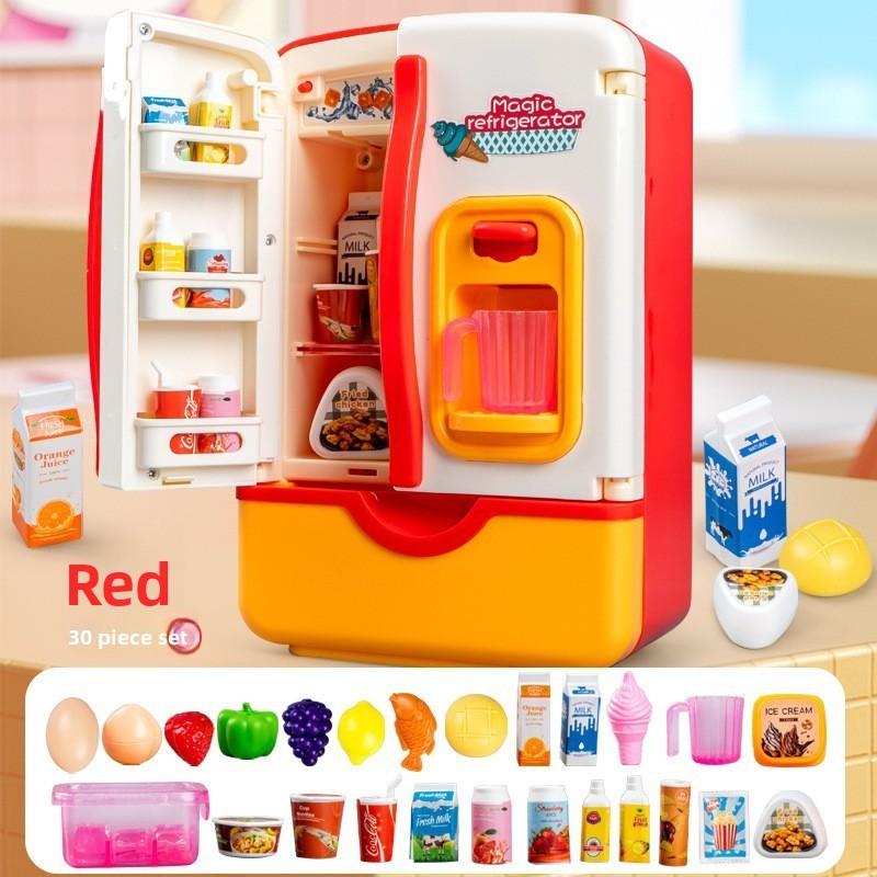 

Childrens Interactive Light Sound Refrigerator Toy With Music Spray For Kids Playroom Red Refrigerator