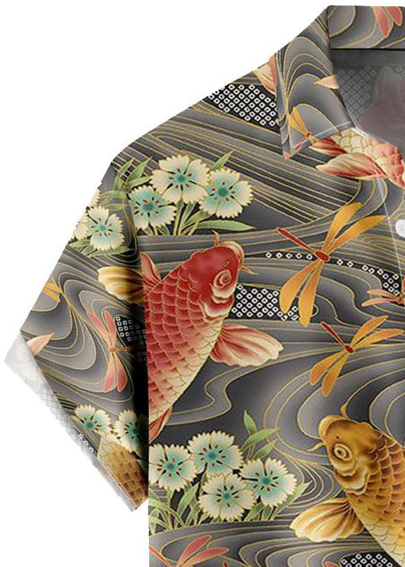 Emptio Regular Japanese Early Stylish American Cool Chinese Animal Short Sleeve Street Collar, Refreshing, Style, Summer, Haori, Breathable, Top,