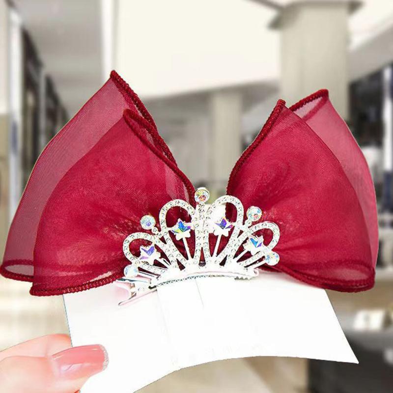 New! Kids Crown Hairpin Cute Sweet Mesh Bowknot Lace Princess Hair Accessories For Little Girls