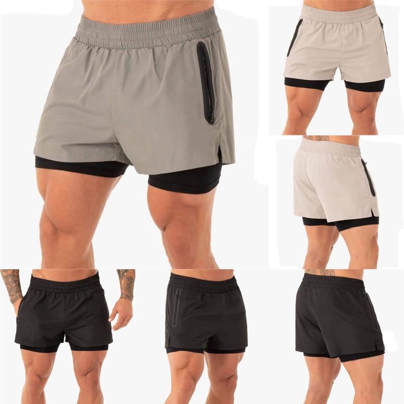Men's Gym Sports Training Shorts With Breathable Mesh And Zippered Pockets