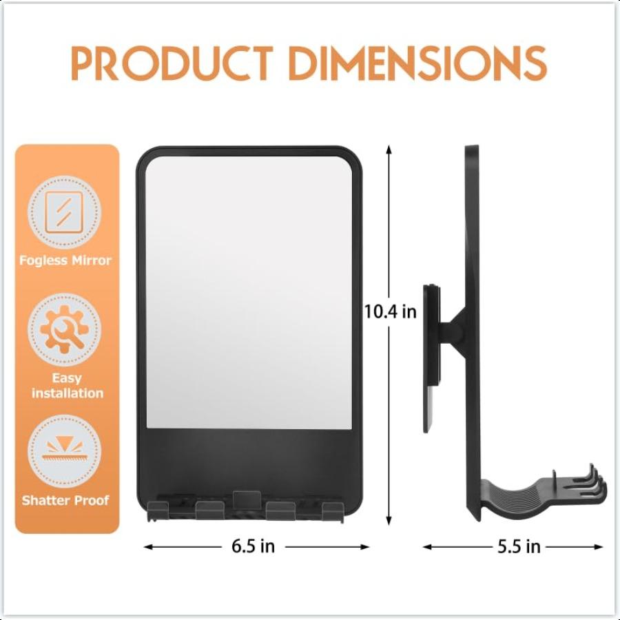 

Зеркало для душа Fogl для бритья Регулируемое зеркало для бритья Зеркало против запотевания с держателем для бритвы для душа Аксессуары для зеркала в ванной United States