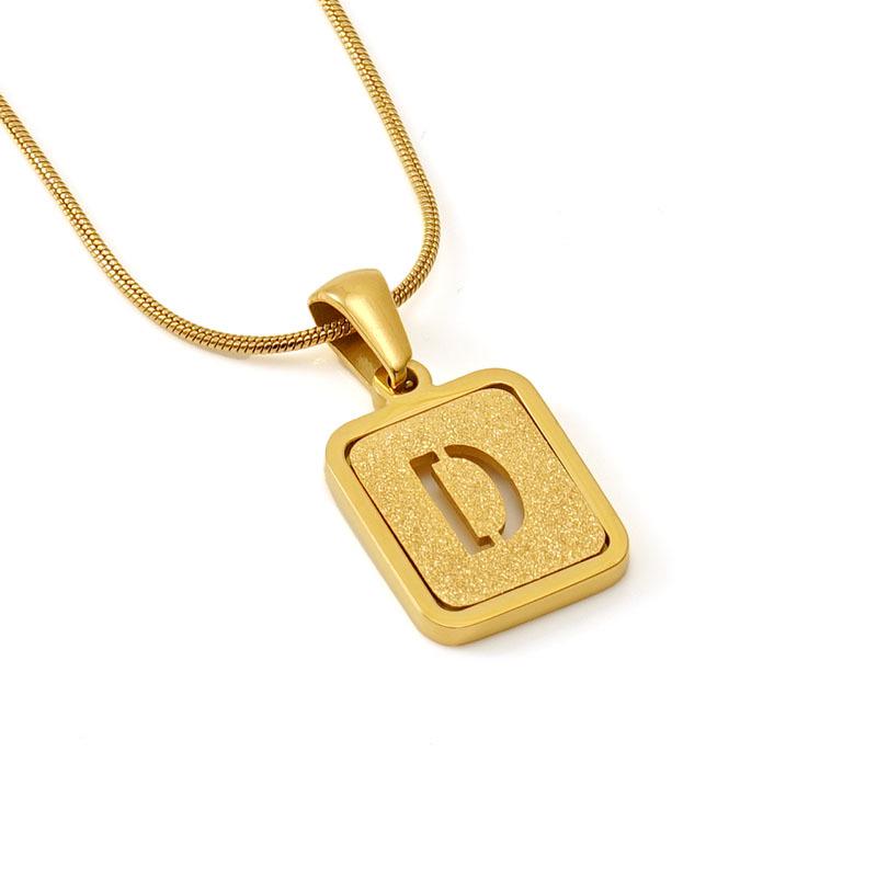 Colier cu pandantiv cu 26 de litere placat cu oțel inoxidabil cu design lanț șarpe rotund