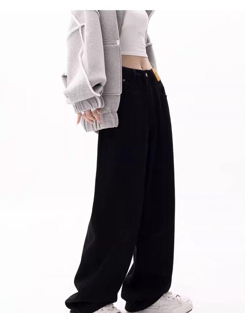 American Black Plus Size High Waist Wide Leg Jeans for Women