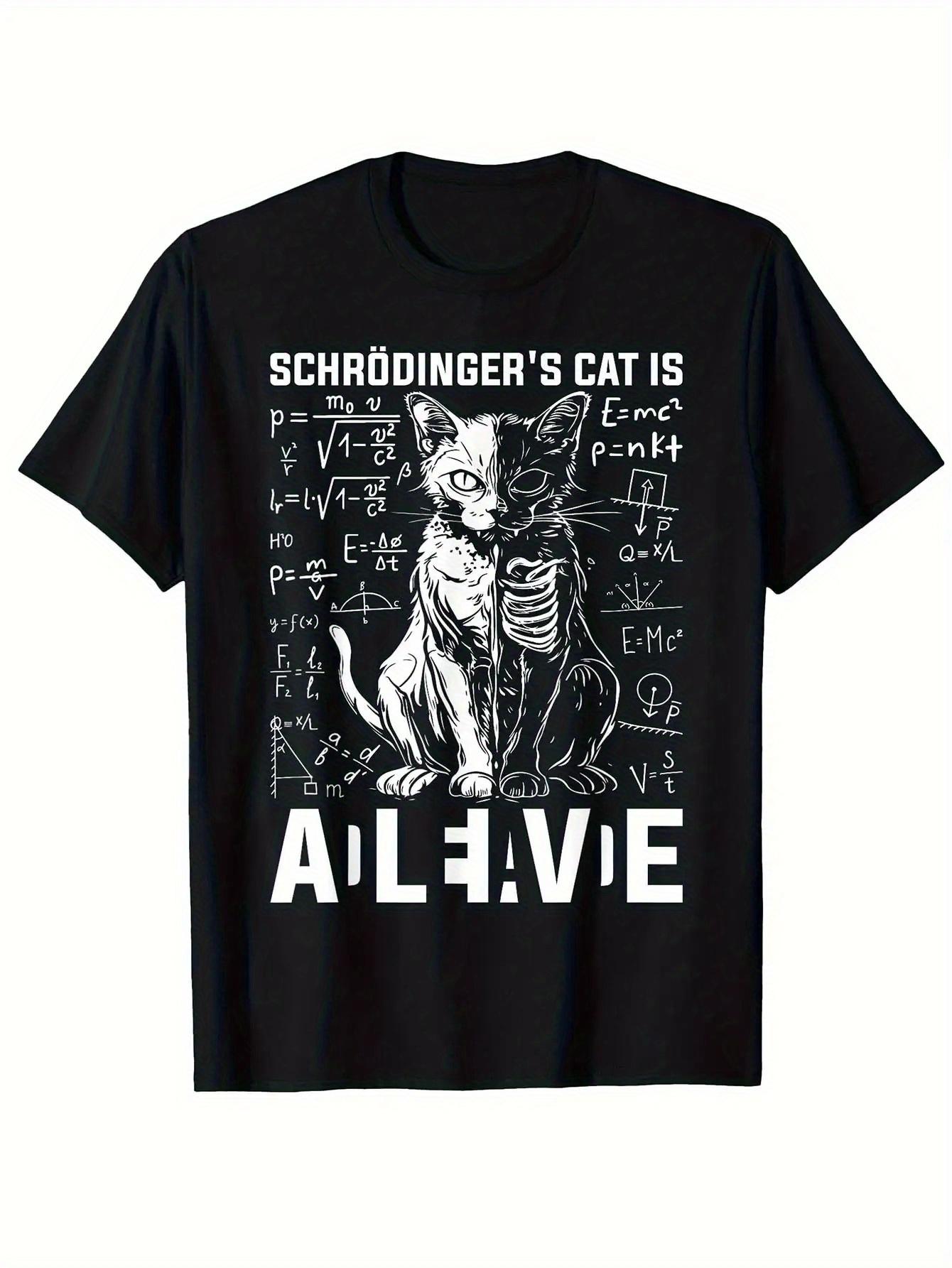 2026 New Schr Ö Dinger Cat Life and Death Physical Pattern Tshirt  Soft and Comfortable Black Casual Design S