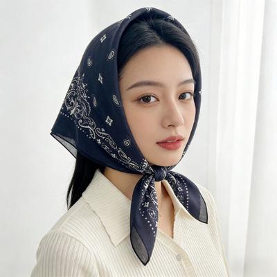 Dünner Baumwoll-Quadratischer Schal Atmungsaktive Koreanische Kleine Schals Schal Haarband Stirnband Quadratisches Taschentuch Bekleidungszubehör