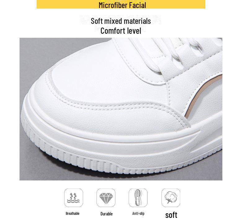 Women's 2024 Spring Thick-Soled White Fashion Sneakers
