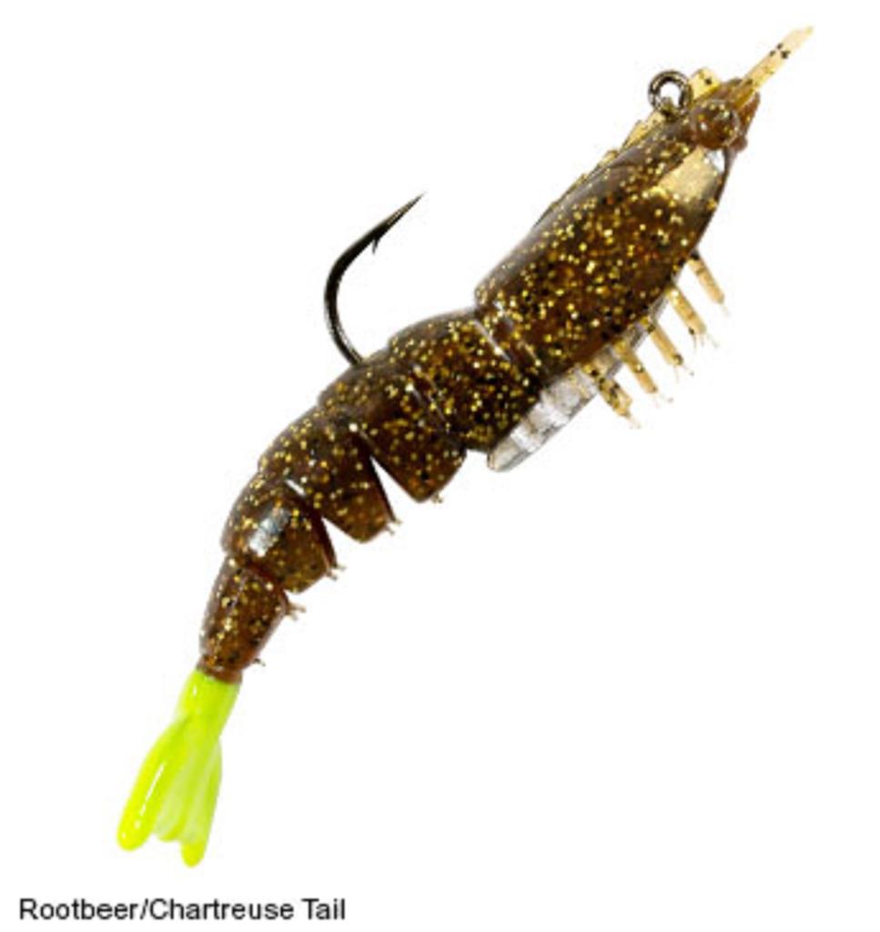 Zman Soft Lure Shrimpz Rigged 3.5 Inch 2/Pack Rootbeer Chart Tail (2314)