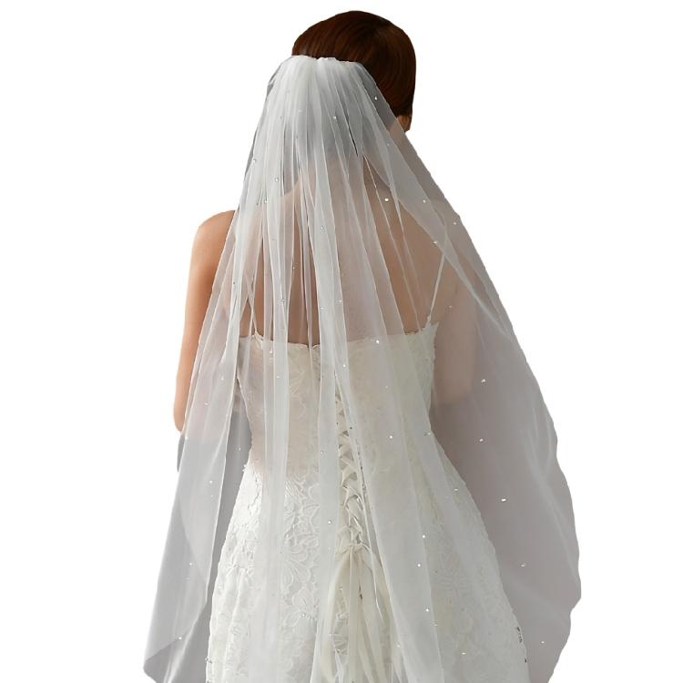 Sheer Bridal Hair Veils With Sparkling Crystal Rhinestones And Secure Hair Comb For Outdoor Wedding Ceremony Dressingup