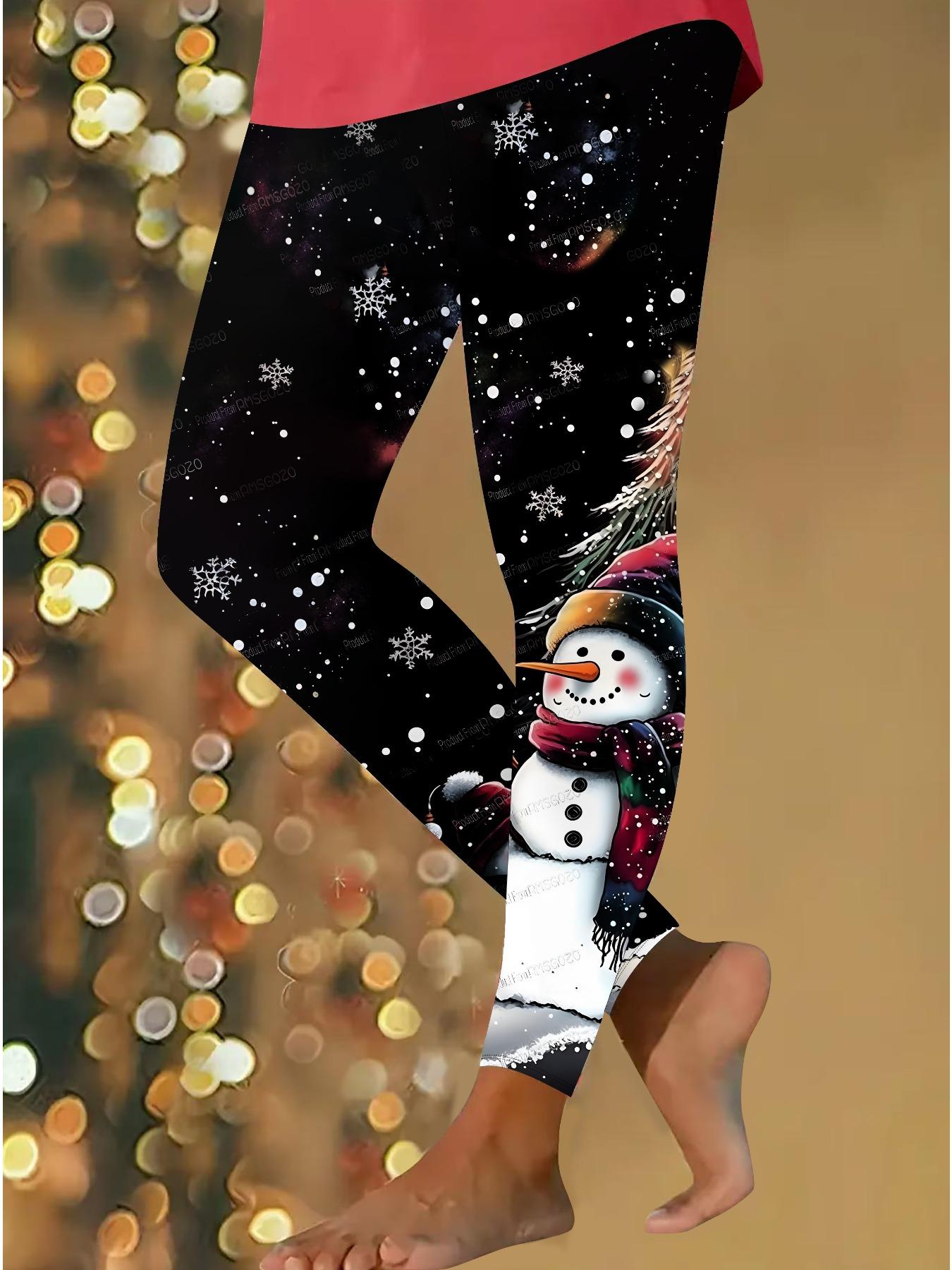 

Женские рождественские леггинсы для йоги с эластичными принтами, фитнес, бег, спортзал, активные штаны M чёрный