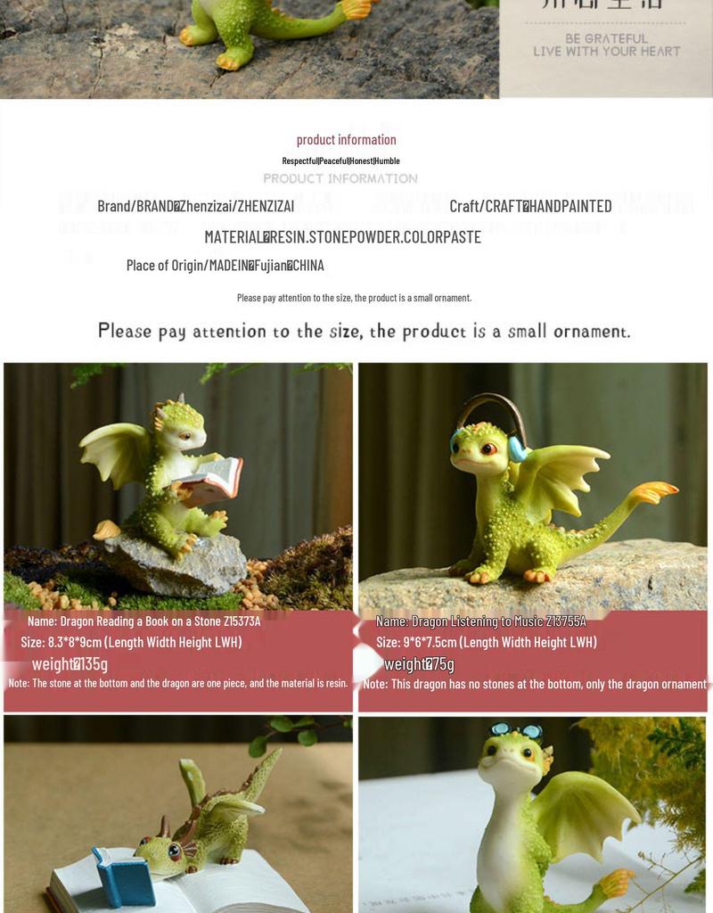 Adorable Cartoon Dragon Resin Ornament - Dinosaur Figure Gift for Friends & Teachers