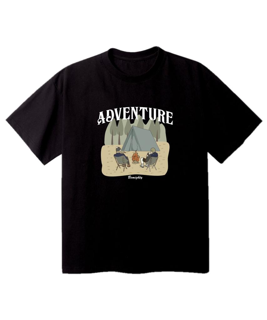 BEMIGHTY Secluded Camping Oversized Short Sleeve T-Shirt [Dark Gray]