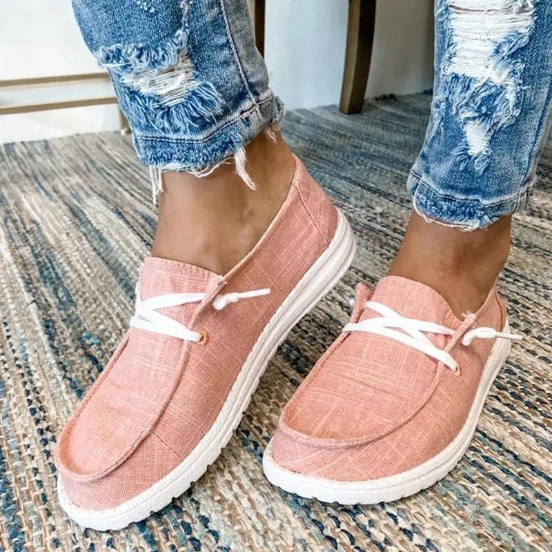 Lace-up women's shoes large size flat casual round head canvas shoes women's single shoes flat student shoes