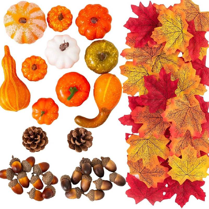 50-300Pcs Fall Artificial Maple Leaves Faux Silk Leaf For Thanksgiving Halloween Christmas Home Decor Wedding Party Supplies