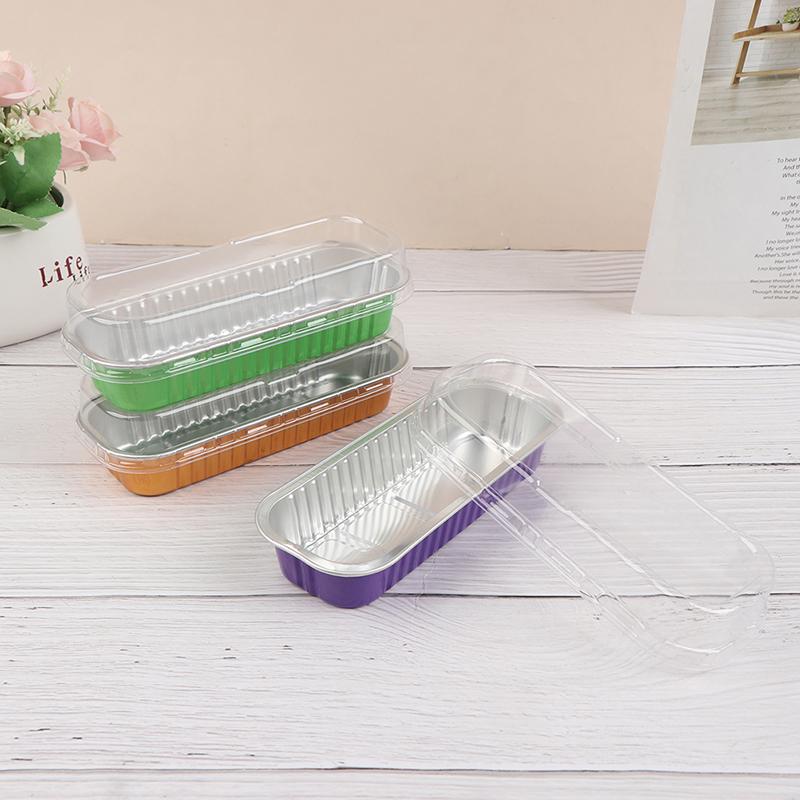 Home Kitchen Foil Cake Boxes Aluminum Foil Cup Cake Pans Golden/White/Blue/Pink/Red Covered Pudding Boxes 10PCS