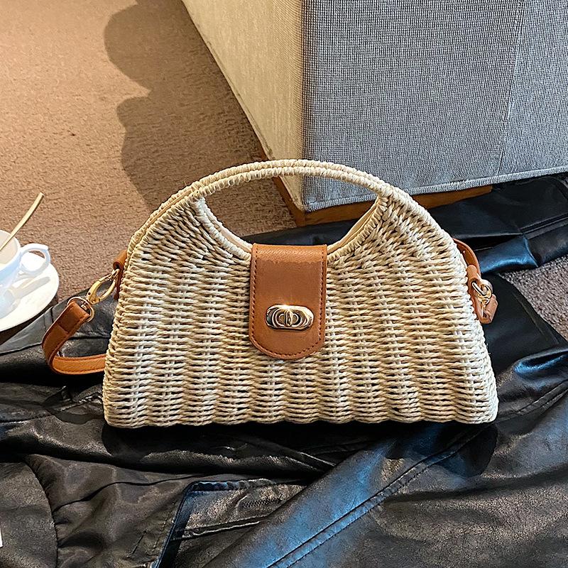 Niche Design Bag Women's New Summer Versatile High-end Shoulder Messenger Bag Portable Woven Straw Bag
