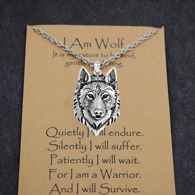 Norse I Am Wolf Celtics Viking Necklaces for Men/Women Popular Totem Amulet Leather Chain with Card Jewelry Dropshipping 50cm
