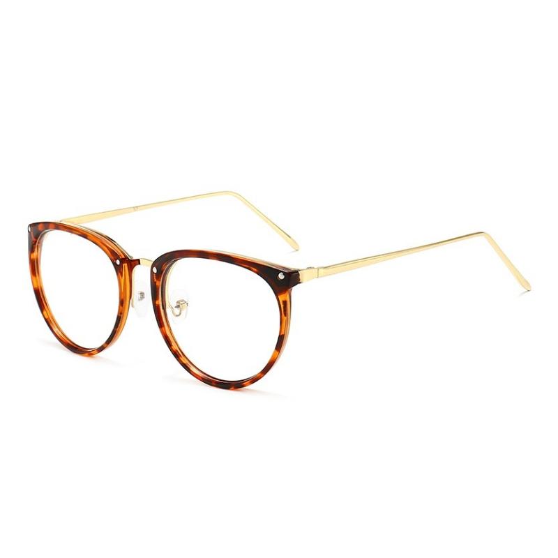 

Plano Glasses Frame for Women Men Round Oversized Cat Eye Eyeglasses Retro Frames Metal Spectacles Clear Lenses Optical Eyewear