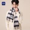 HLA Men's Pure Wool Plaid Scarf