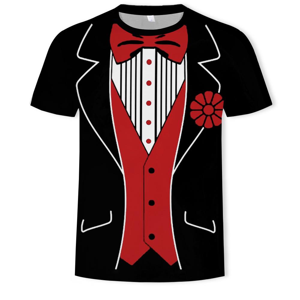 Sommer gefälschte zweiteilige Herren T-Shirt 3D Digital gedruckt Kurzarm T-Shirt Top