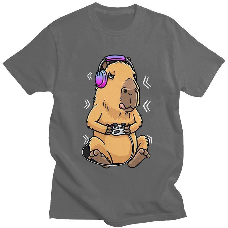 Custom Capybara Giant Cavy Rodent Gamer Gaming T Shirt for Men Pure Cotton Tshirt Leisure Tees Tshirt Clothing