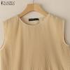 ZANZEA Women Casual Round Neck Loose Summer Sleeveless Tank Tops