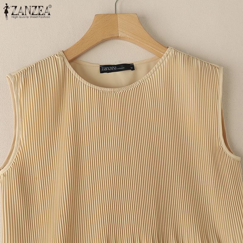 ZANZEA Women Casual Round Neck Loose Summer Sleeveless Tank Tops