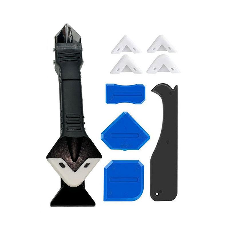 3-in-1 Silicone Caulking Tool with Stainless Steel Head: Sealant Cleaner & Grout Scraper for Kitchen, Bathroom, and Window.