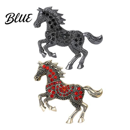 Horse Lover Gift Idea Brooch Retro Style Sparkling Rhinestones Alloy
