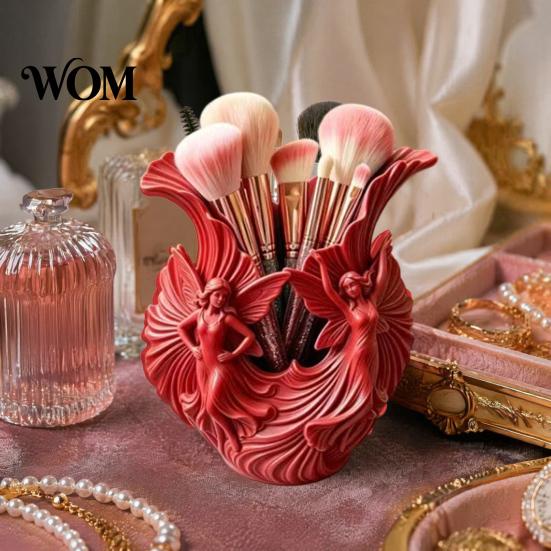 Artistic Desktop Storage Container 3D Printed Pen Holder, Fairies Organizer for Pens, Pencils, Makeup Brushes, Special Gift Art Lovers Minimalist