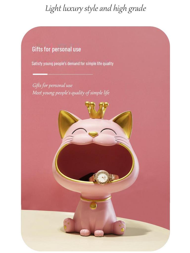Luxuriöses Glückskatzen-Ornament aus Kunstharz zur Schlüsselaufbewahrung und Dekoration