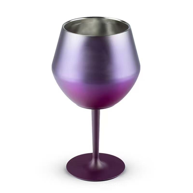 14oz Edelstahl- Weinglas Abnehmbare Silikonbasis Doppelwandig isolierte Tasse Für & Kaltgetränke Eiform Stielglas