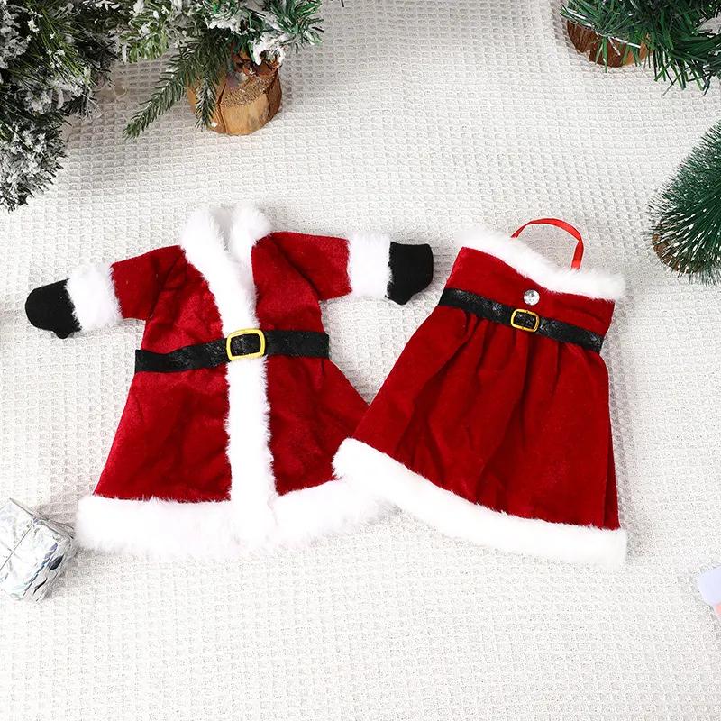 Velvet Chrismas Bottle Cover Red Wine Bottle Cover Skirt Dress With Belt Set Handmade Bags Christmas Decorations Wine Accessories For Holiday YFA2232
