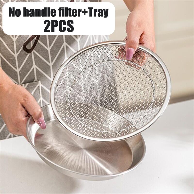 Stainless Steel Filter Tray Reusable Round Mesh Basket Fruit Vegetable Water Filter Tool Barbecue Fried Chicken Kitchen Strainer