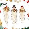 Santa Claus Snowman Decor Crystal Waterfall Christmas Lights, LED Warm White Pendant Effect Holiday Hanging Light with Snowflake Droplets, Outdoor