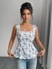 Übersee Sommerurlaub Stil Mini-Weste mit Blumenmuster und Bindedetail für Damen