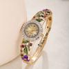 Round Dial Ladies Wristwatch Rhinestone Bracelet Quartz Watch Vintage  Watch  Court Style