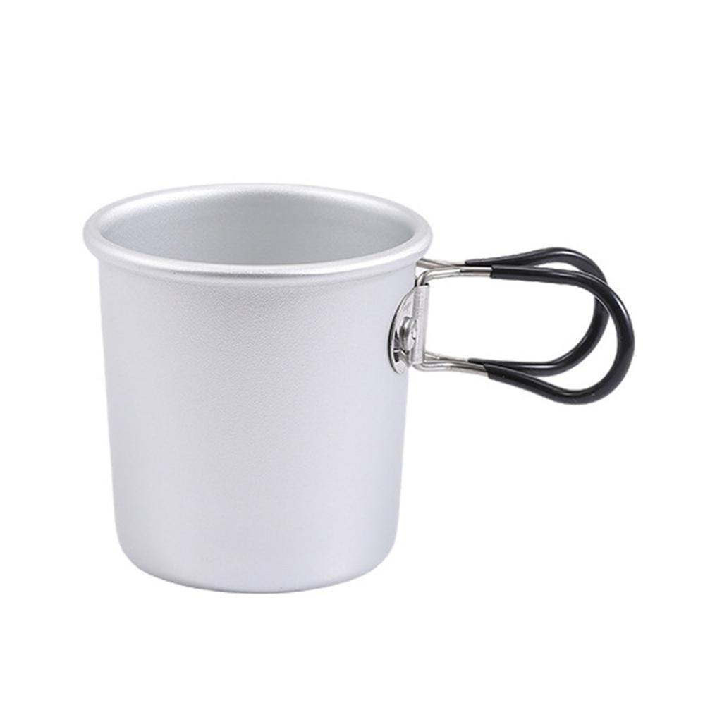 Aluminum Alloy Drink Cup Camping Picnics Coffee Mug Tableware with Folding Handle Travel Cup Cooking Equipment Enduring