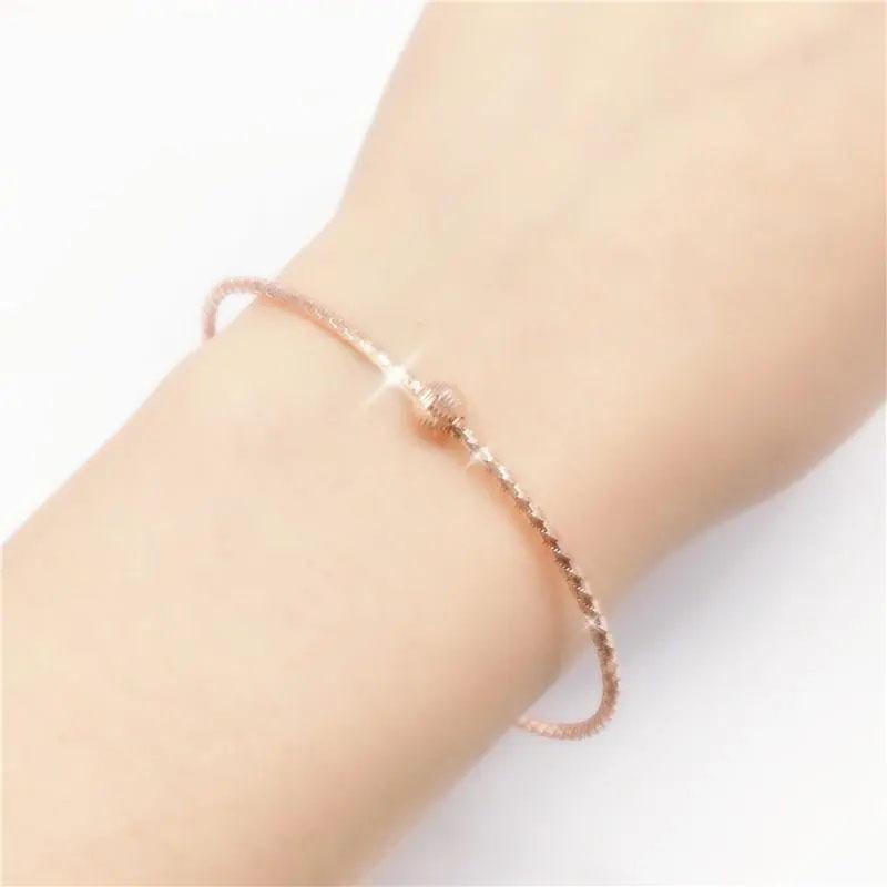 Rose Gold Plated Luxury Transfer Bead Bracelet Premium Purple Gold Foreign Style Women'S Shiny Bracelet