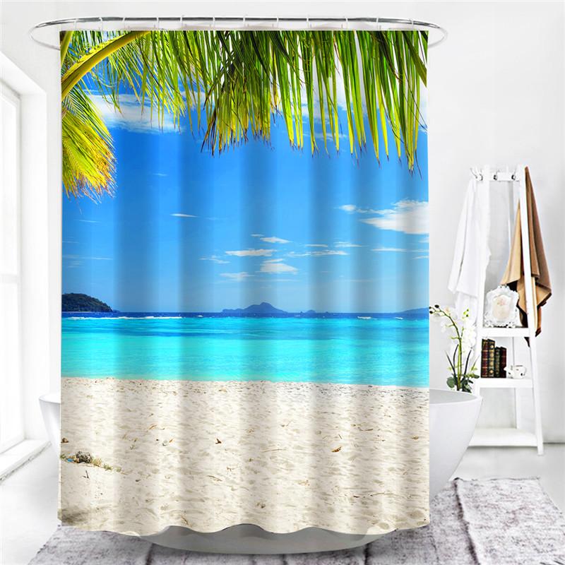 Misty Forest Nordic Style Shower Curtains Set With Hooks Waterproof Green Natural Landscape Home Decoration Bathroom Curtain New