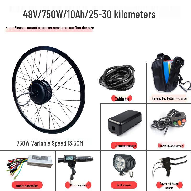 48V Electric Pedal Assist Mountain Bike Conversion Kit, 500W/750W Rear Drive, High-Speed Climbing Motor