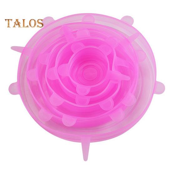 

6 шт. силиконовых крышек, набор, герметичные, герметичные, кухонные помощники, многоразмерные крышки для сохранения свежести для контейнеров, устойчивые к высоким и низким температурам, крышки для мисок розовый