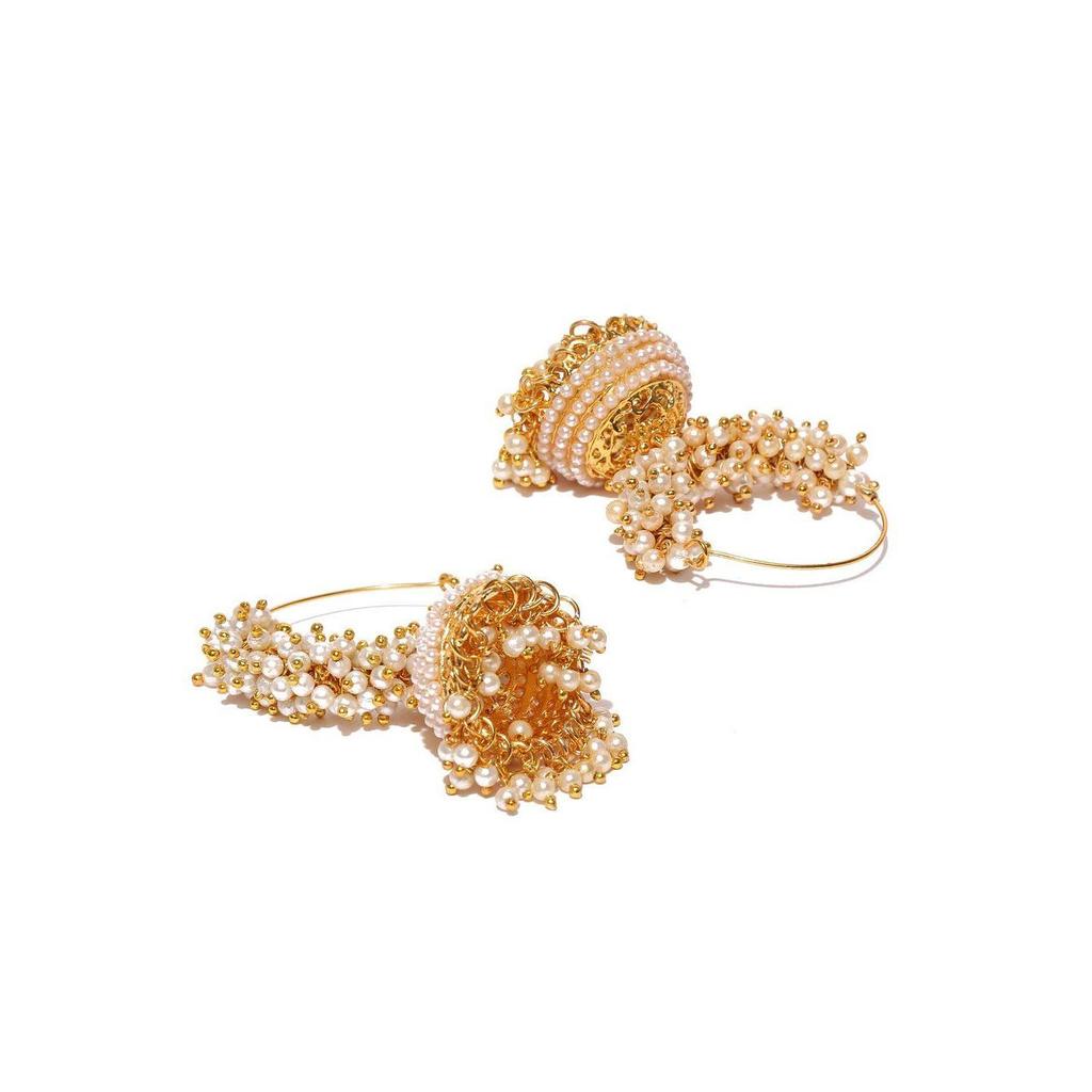 Mode smycken Guldpläterade Pärlörhängen Jhumka/Jhumki för Kvinnor Traditionella örhängen för Flickor