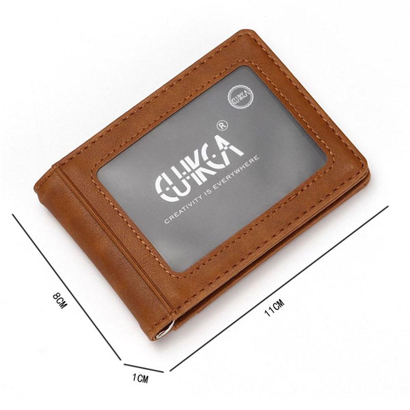 Rfid Herr Läder Slim Bifold Money Clip Plånbok Framficka Kreditkortshållare