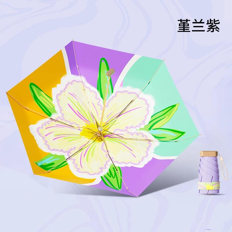 Parasol Small Portable 50% Umbrella Sunscreen Umbrella Women's Sunscreen Umbrella UV Protection Lightweight Color Glue Sun Umbrella