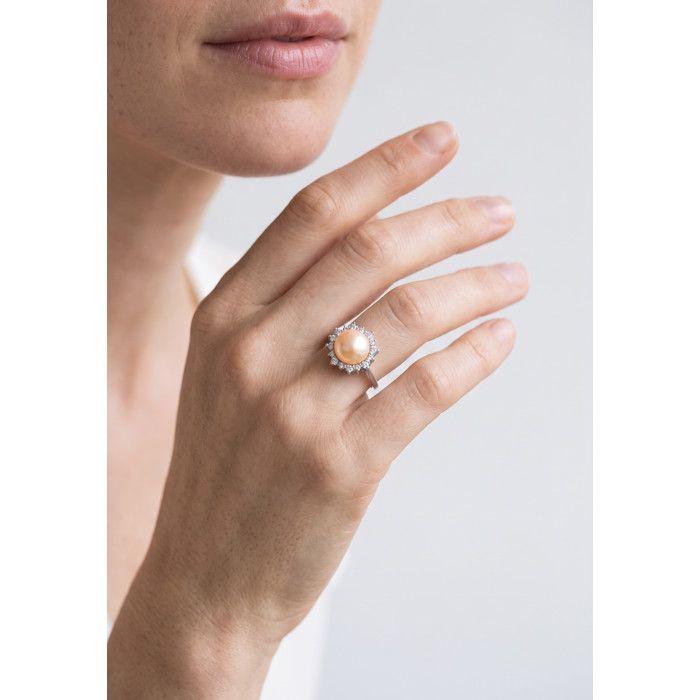 Bague - Pearls & Colors - Véritable Perle de Culture 8-9 mm - Argent 925 - Taille Réglable - Femme