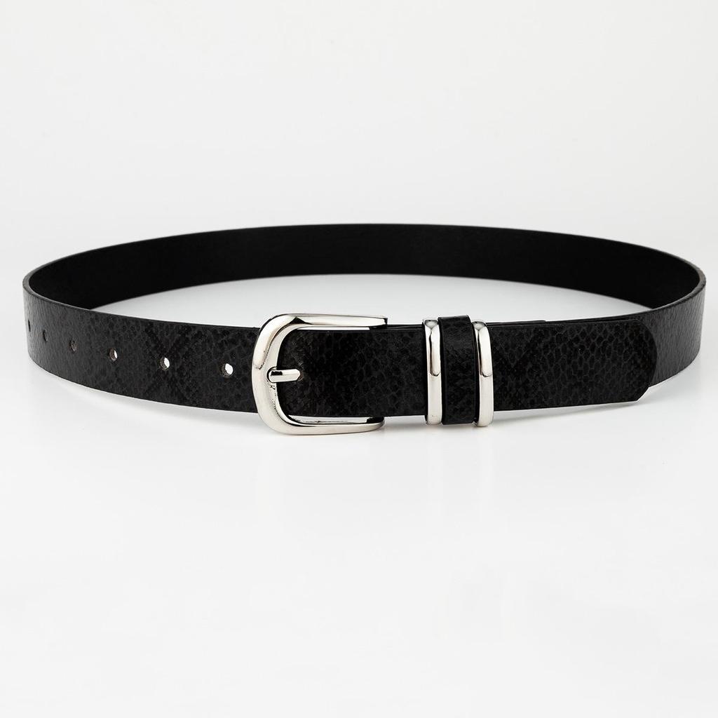 Niche Leisure Women's Leopard Print Belt Hot Girl Style Leopard Print Denim Pants with Artistic Retro Buckle Leather Belt