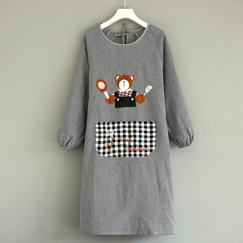 Korean Style Long Sleeve Oil-Proof Cotton Apron for Women and Men – Cute and Fashionable Kitchen Smock for Summer