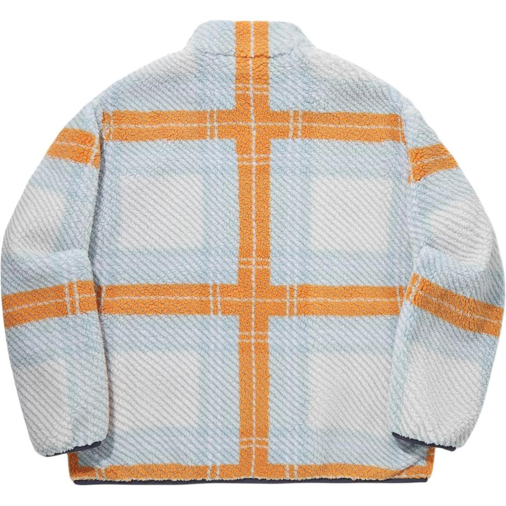 Li Ning Skateboard Series Fleece Stand Collar Zip Casual Long Sleeve Hoodie Men hoodies Light-Blue Plaid AWDUE05-1