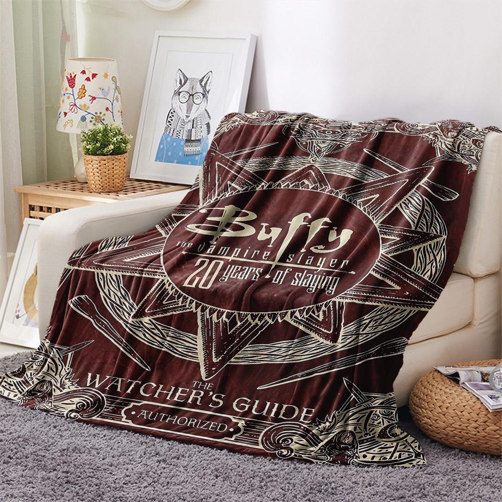 1PC Buffy the Vampire Slayer Print Flannel Blanket, High quality All Seasons, Home Decor, Warmth and Comfort, Perfect for Christmas Gifts