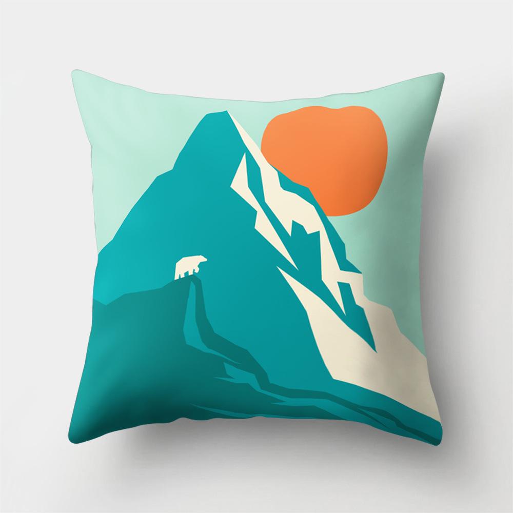 Car Waist Pillow Sofa Pillow Case Cartoon Sunrise Pattern Car Cushion Yiwu Pillow
